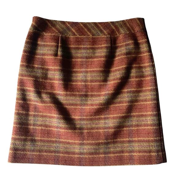 NWT Talbots Womens Lined A-Line Pencil Skirt Red Green Stripe Wool Blend Size 10 - Picture 4 of 6